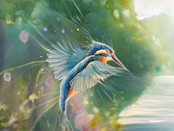 The Kingfishers Eden, a magical kingfisher painting