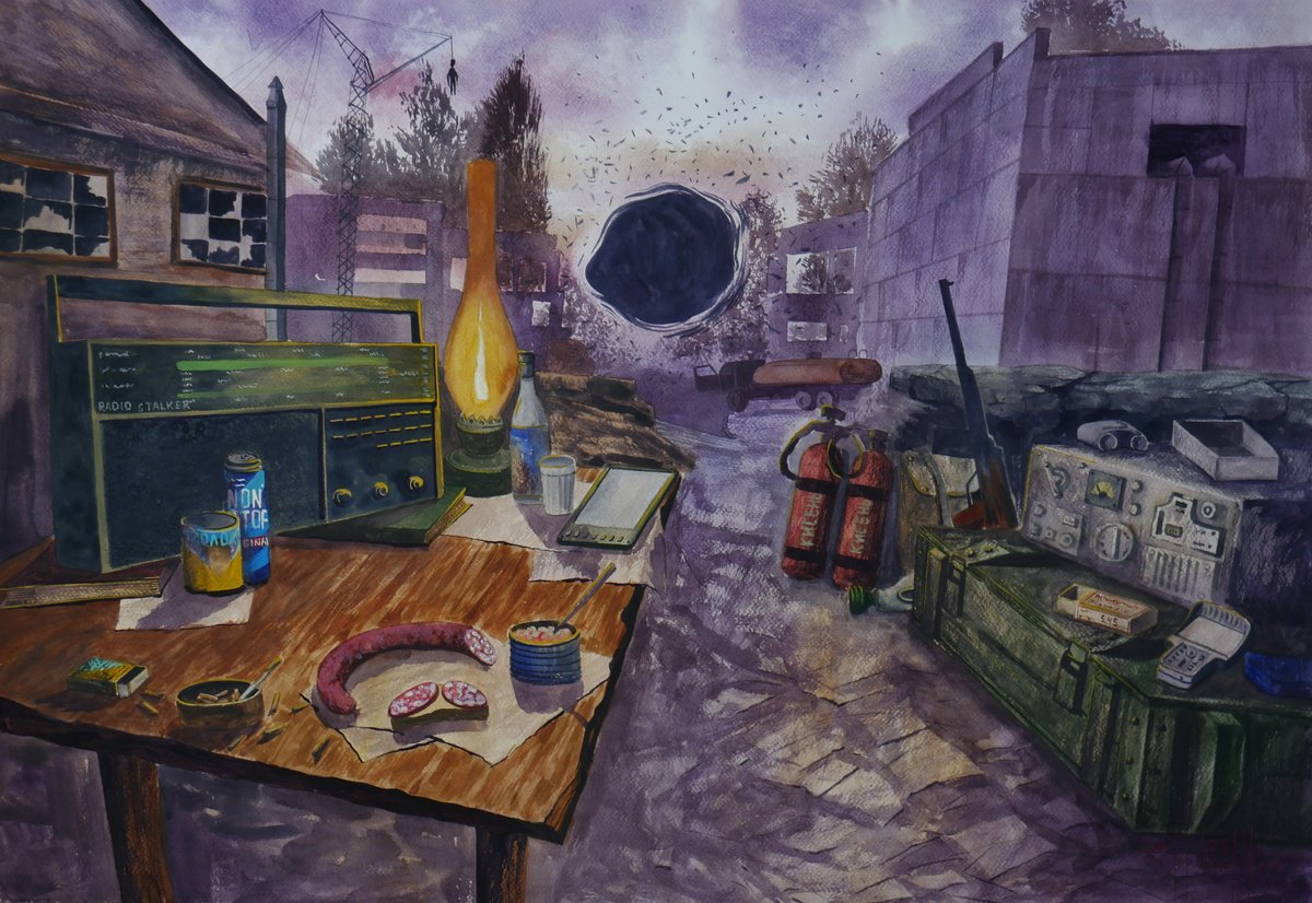 Photorealistic Watercolour , S.t.a.l.k.e.r. 2 Cozy Place By Eugene Gorbachenko, 30 X 20, Artwork For Sale On Artfinder