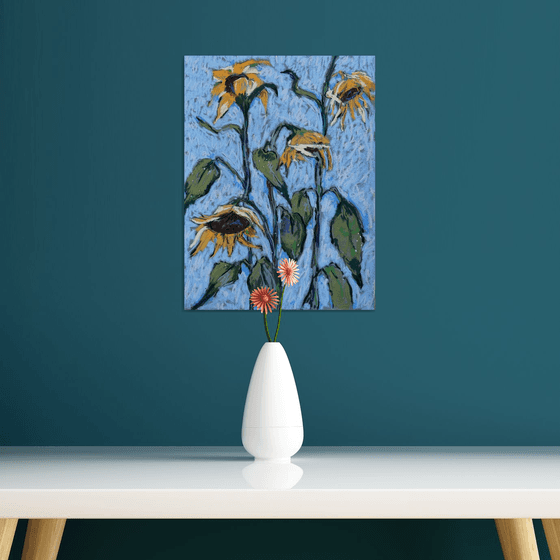 Sunflowers on Blue
