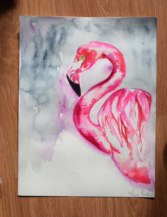 Portrait of Flamingo/ Watercolour