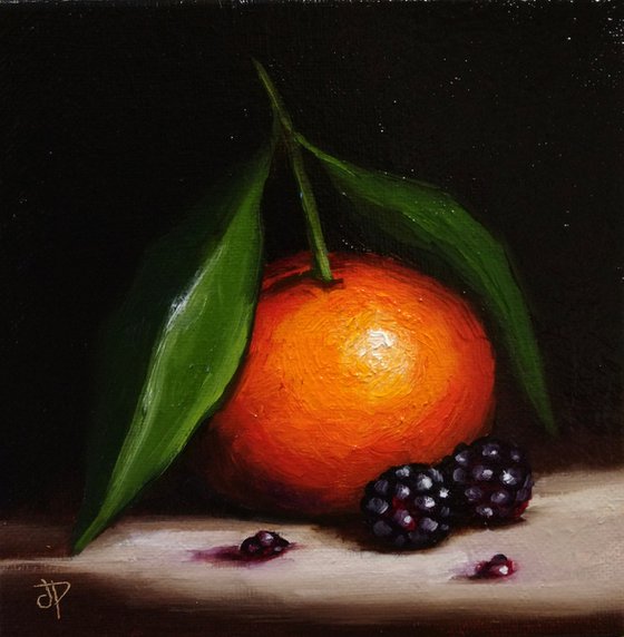 Clementine with berries still life