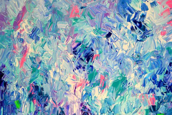 Camille in Giverny Garden - XXL 120x100 cm Big Painting, - Large Canvas Abstract Painting - Ready to Hang, Canvas Wall Decoration