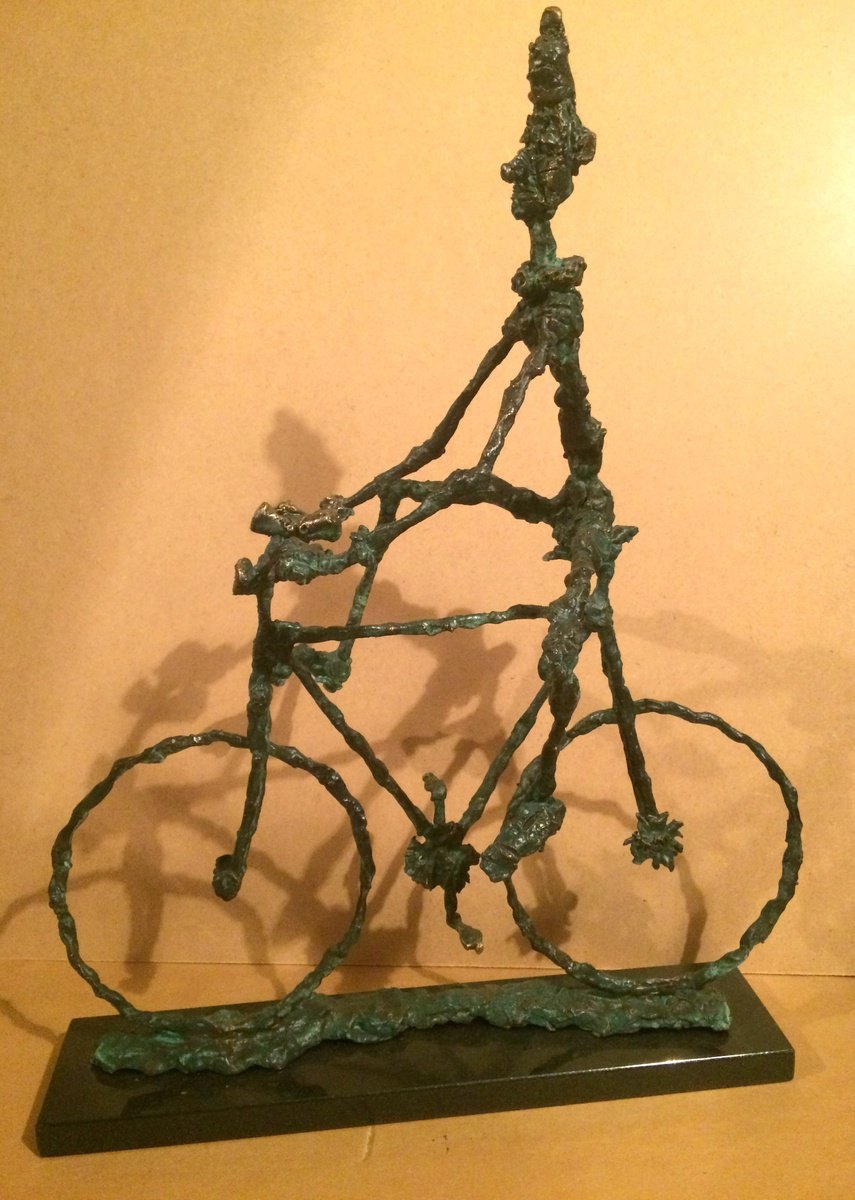 Surrealistic Portrait Bronze Sculpture By Toth Erno, 16 X 20", Bicycle Clown 1., Original Artwork