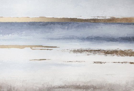 "Horizon" Blue gold abstract acrylic art