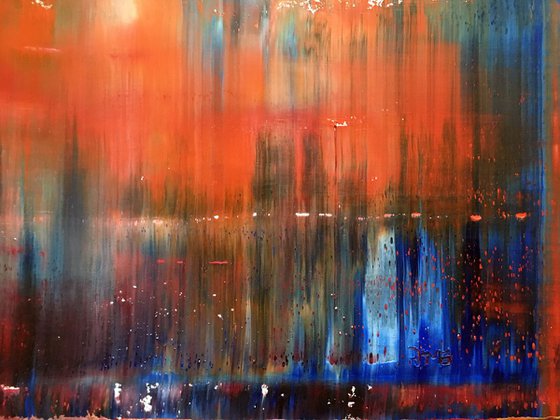 "Firewater" - FREE USA SHIPPING - Original PMS Abstract Oil Painting On Canvas - 16" x 20"