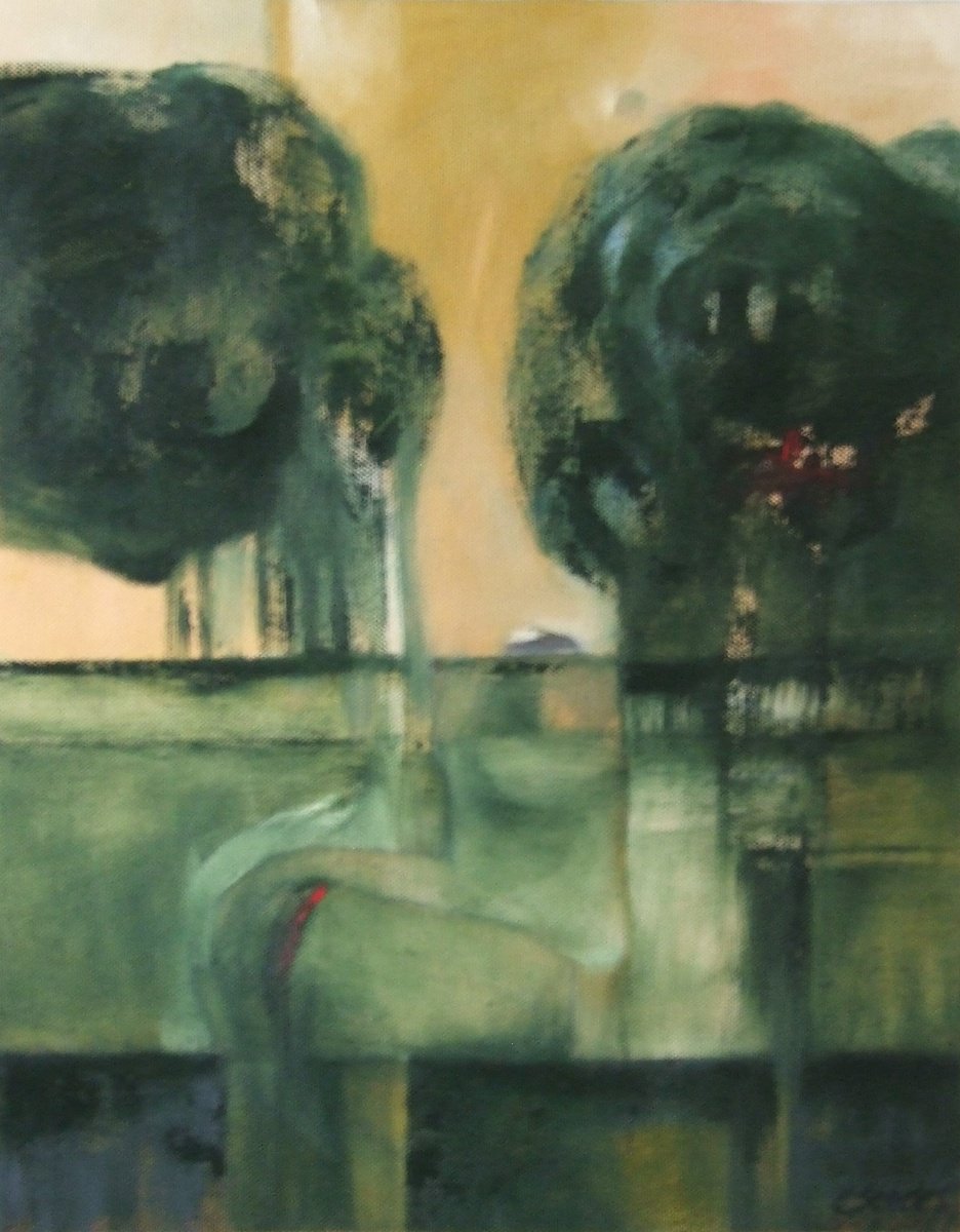 Abstract Oil Painting By Csaba Csendes, 13 X 17, Abstract Landscape, Original Artwork