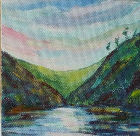 Sunset skies over Glendalough Lake, Wicklow Ireland- a mini masterpiece & perfect gift