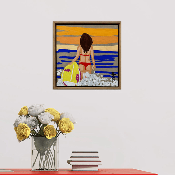 Lady in Red - Surf 33.5cm x 33.5cm