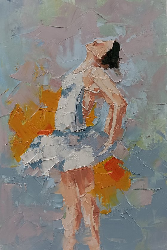 Ballerine 3. Original oil painting on mdf board