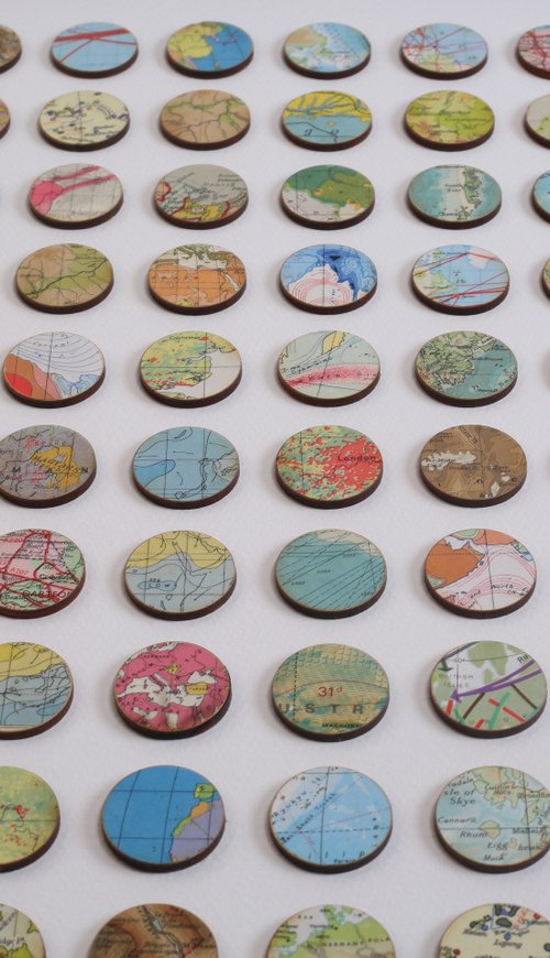 Custom artwork for Erika - map dots original framed artwork by Amelia Coward