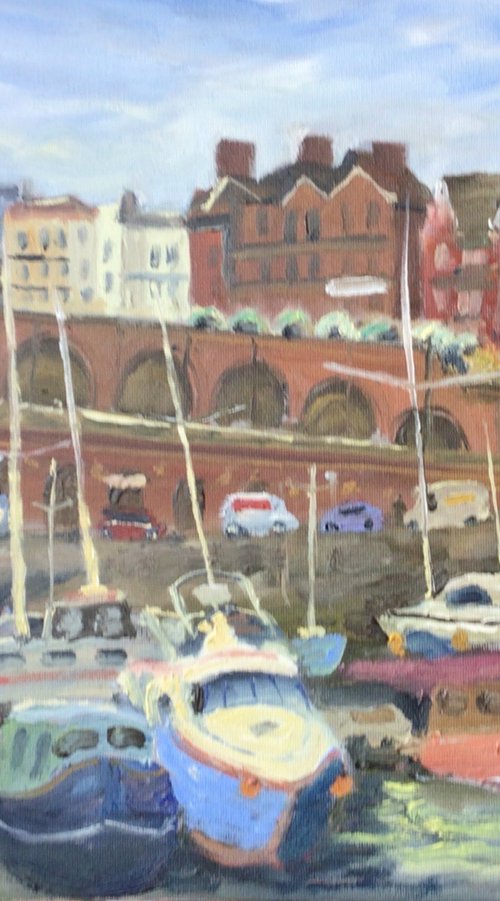 Ramsgate Royal Harbour and arches. Oil painting by Julian Lovegrove Art