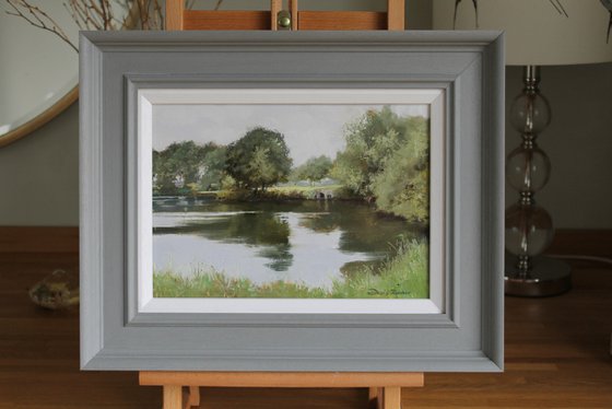 Doddington Pool - plein air oil painting