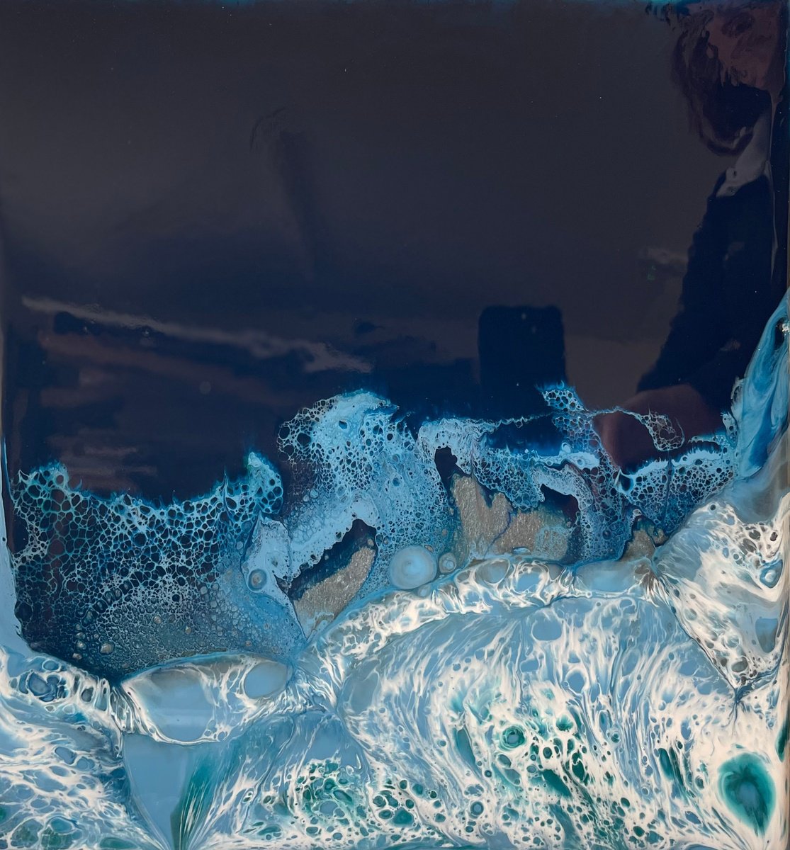 Blue Hues Foaming Sea Resin 1 by Hannah Bruce