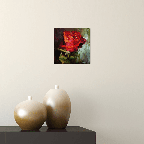 Red Rose Floral Painting Flowers Framed Ready to Hang