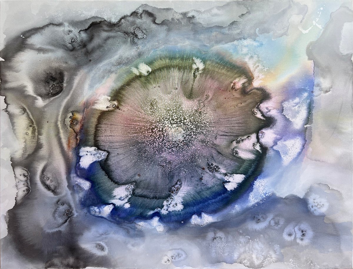 Organic Abstract Acrylic Painting By Indie Ru, 47 X 35, Core Radiance, Original Artwork