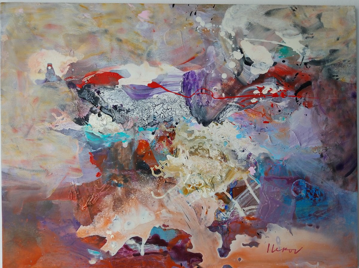 Abstract Acrylic Painting By Ivo Lekov, 31 X 24, Resonance 2, Original Artwork