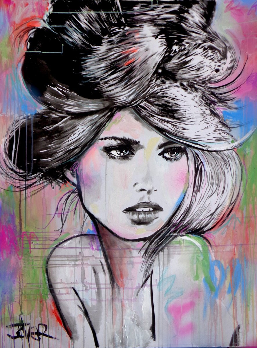 Impressionistic Portrait Acrylic Painting By Loui Jover, 36 X 48", Moritz, Original Artwork