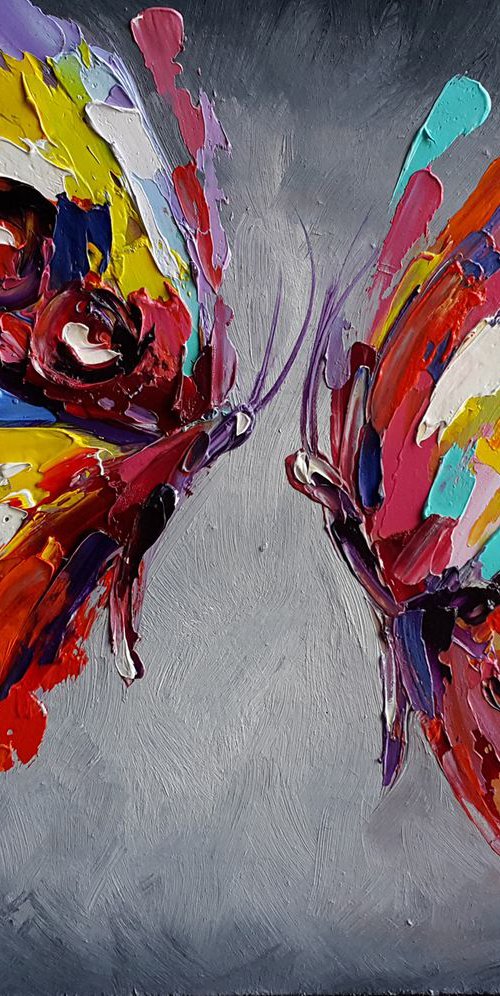 One summer day - butterfly, insects, oil painting, palette knife, butterfly oil, butterfly art, gift, art by Anastasia Kozorez