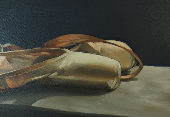Ballet Shoes Still Life, Ballet Painting, Ballerina, Dance, Framed and Ready to Hang