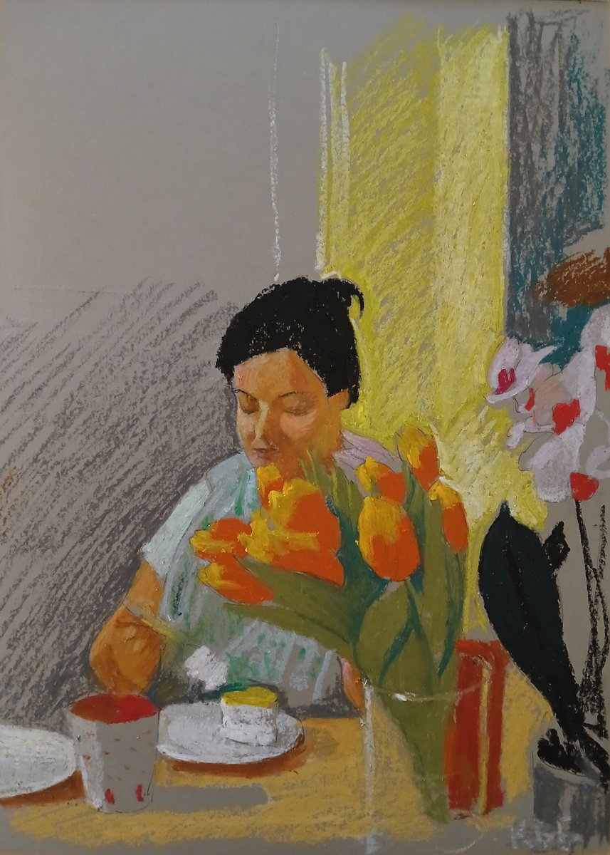 Impressionistic Pastel Drawing , Going For Cake By Vasyl Koval, 12 X 16, Artwork For Sale On Artfinder