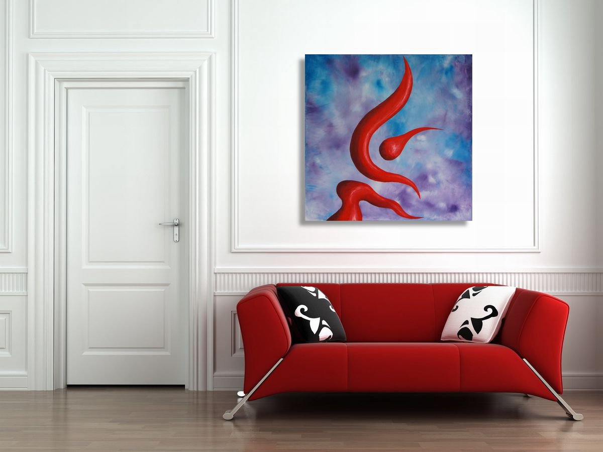 Red Paste (80 x 80 cm) (32 x 32 inches) oil by Ansgar Dressler