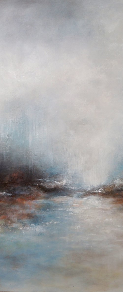 White rain 70X70 - -20% DISCOUNT(!!!) original acrylic painting abstract landscape gift modern urban art office art decor оffice decor gift idea (2019) by Elena Troyanskaya