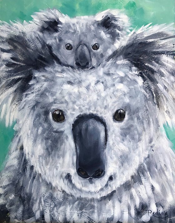 Koala mum with baby joey