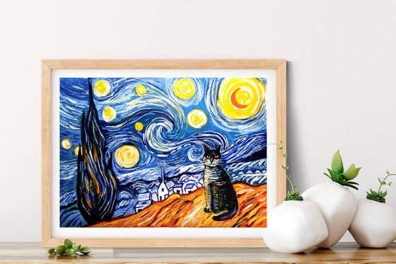 Cat, inspired by Van Gogh