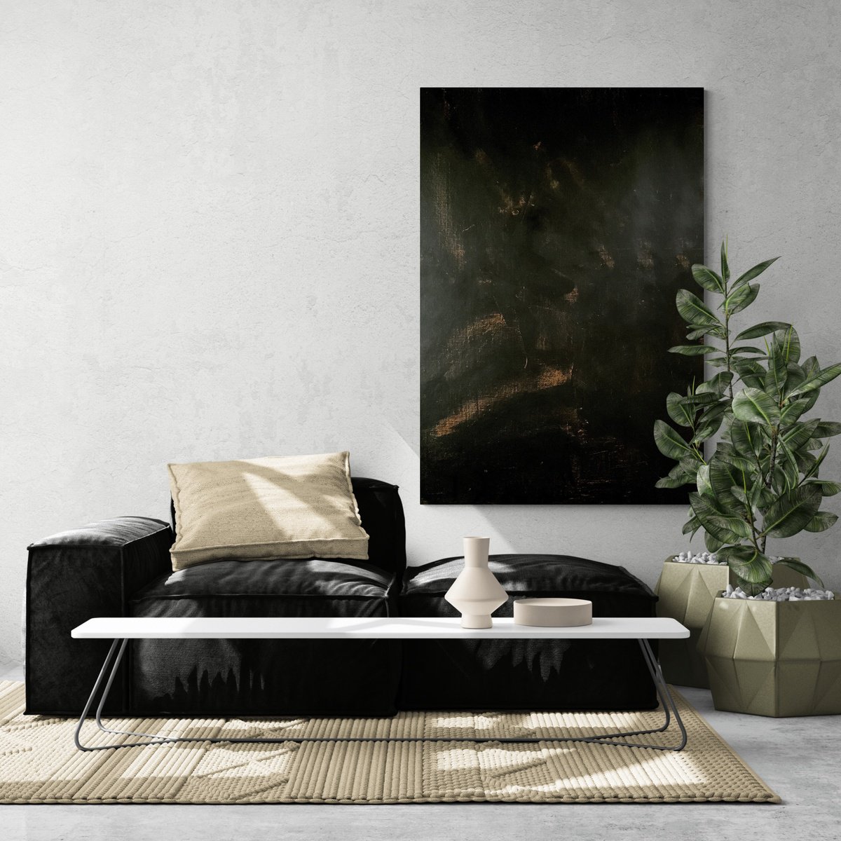 Abstract No. 522 extra large black monochrome minimalism XXL by Anita Kaufmann