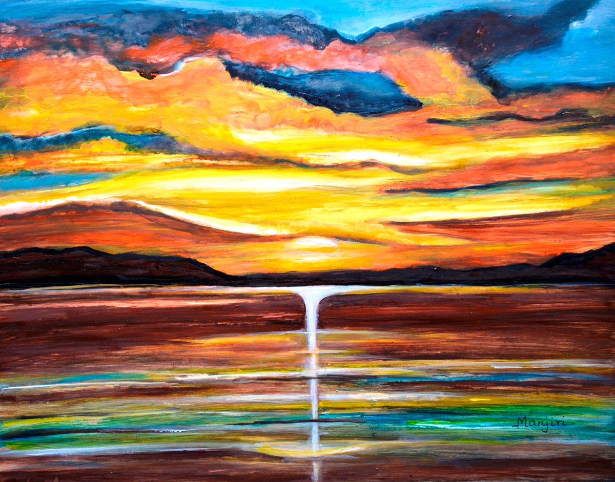 The New Sunrise vibrant acrylic painting by Manjiri Kanvinde