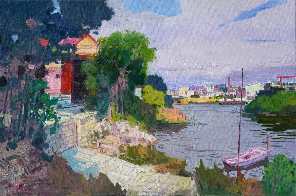 Impressionistic Landscape Oil Painting By Jianzhe Chon, 35 X 24, Port 223, Original Artwork