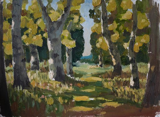 Oil painting sketch of a trees