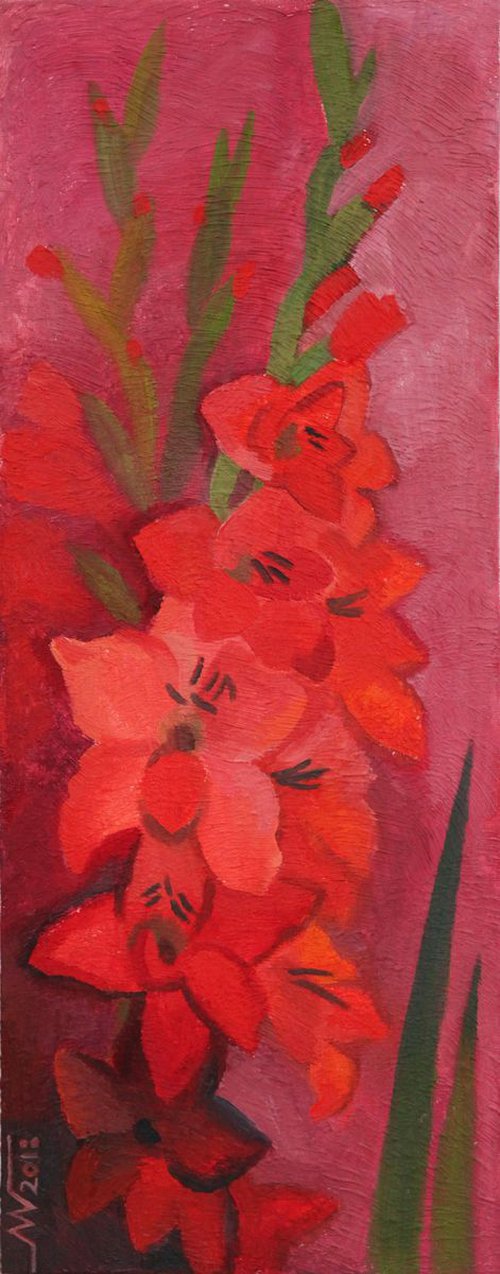 Red gladioluses by Marina Gorkaeva
