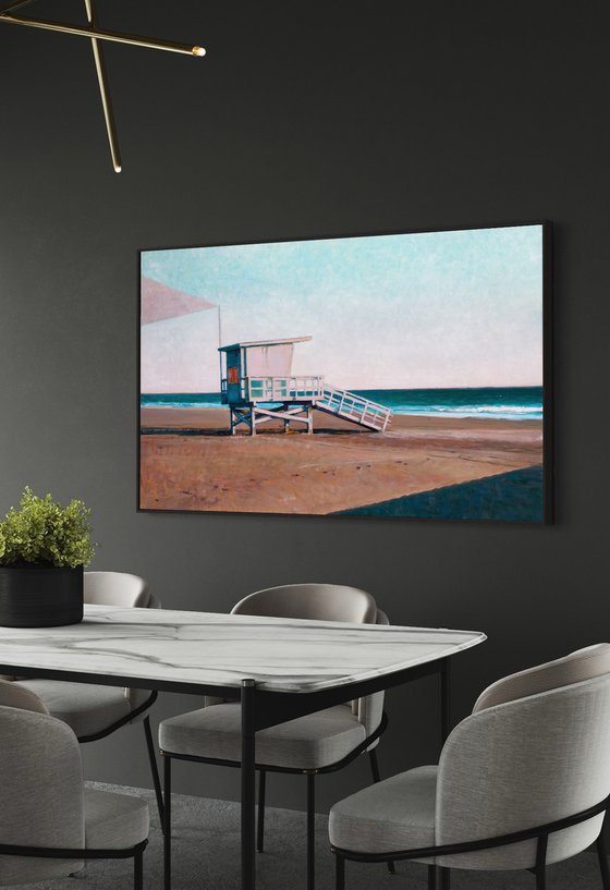 Lifeguard Tower Evening 60x36 inch  by Bo Kravchenko