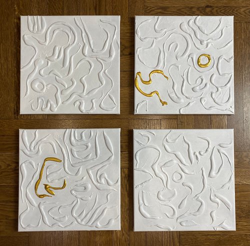 Abstract relief white panel by Daria Shalik