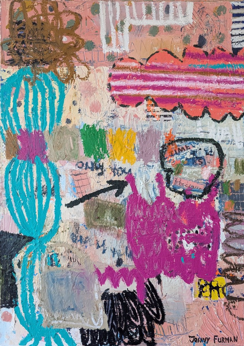 Abstract Painting By Jenny Furman, 20 X 28, Time Is Precious, Original Artwork