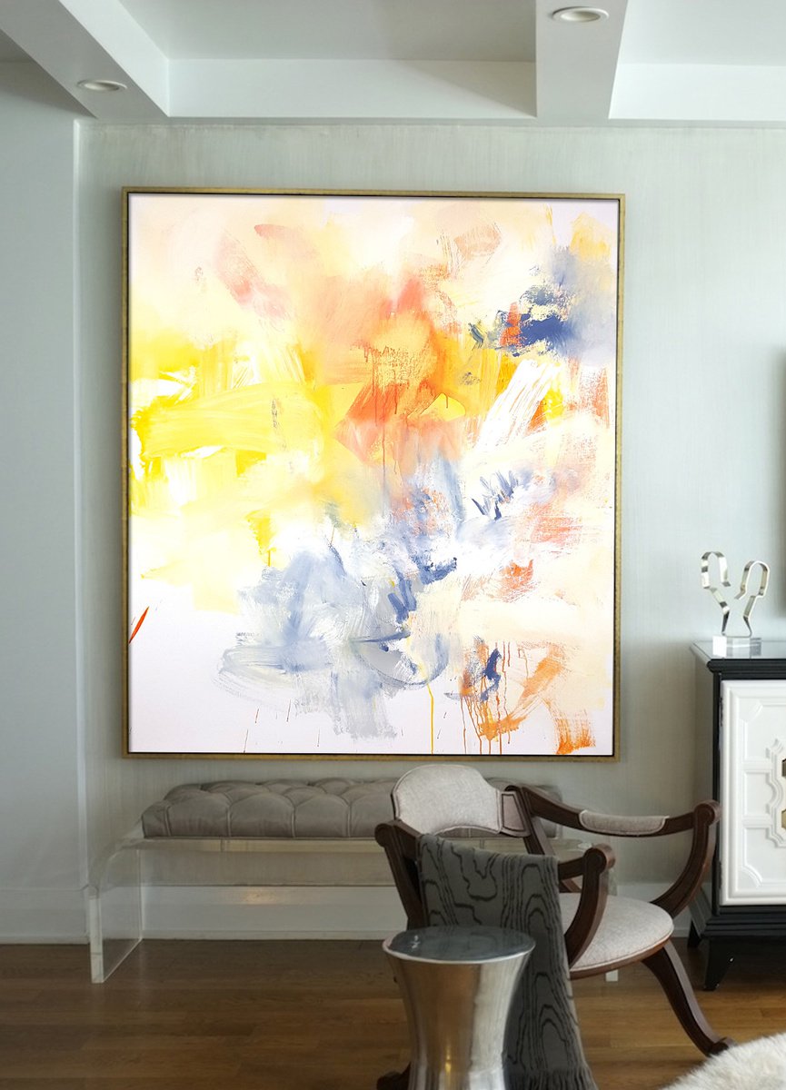 Abstract Oil Painting By Hugh Abernethy, 47 X 59, Mabb, Original Artwork