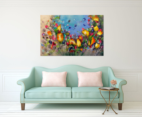 "Flowers" VERY LARGE Floral Painting