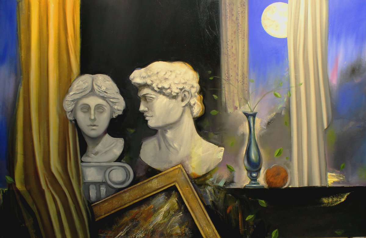 Impressionistic Still Life Oil Painting By Seyran Mejanyan, 59 X 39", Love, Original Artwork