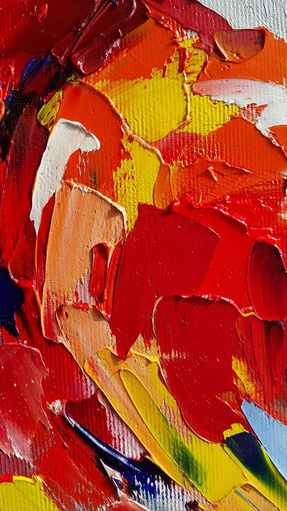World for two -  parrots oil painting, bird, parrots, painting on canvas, gift, parrots art, art bird, animals oil painting