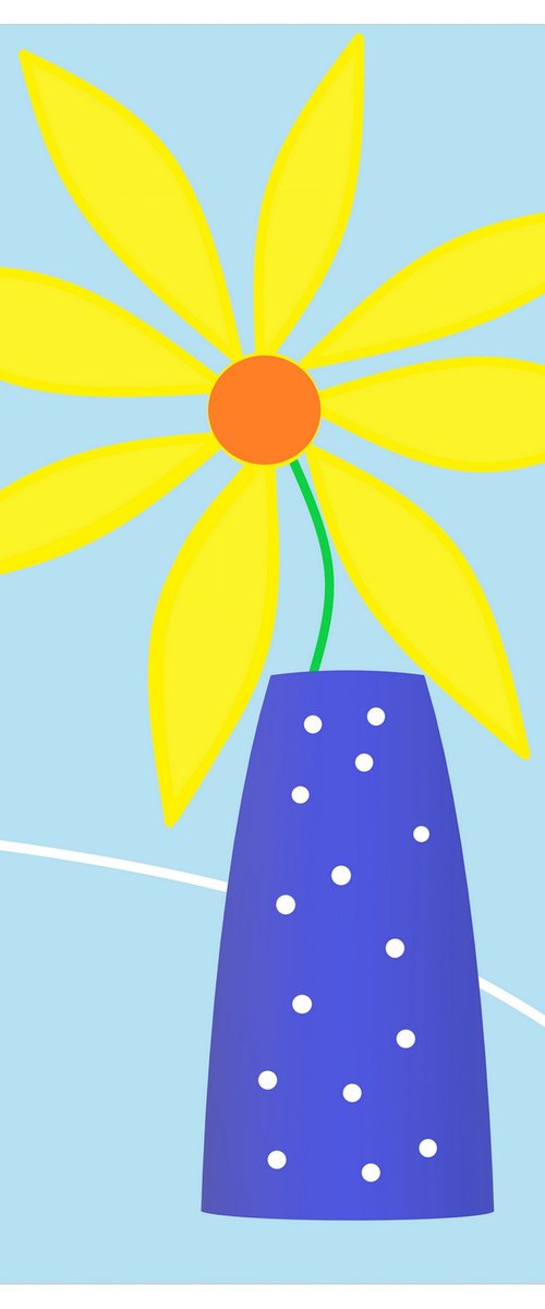Bright yellow sun in a blue vase by Kseniya Kovalenko