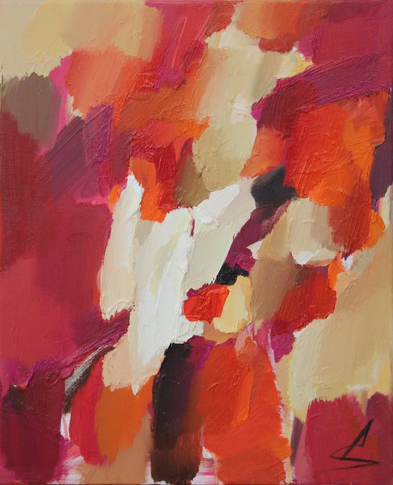 MOMENT 2 / Red abstract oil painting