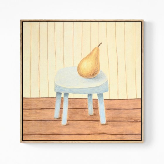 Blue chair and Pear