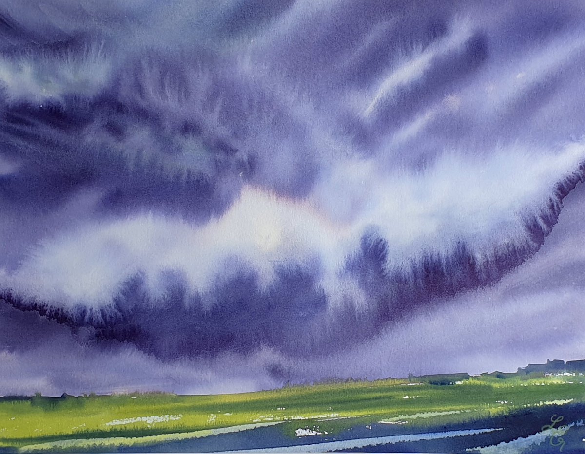 Impressionistic Watercolour , Thunderstorm. 2Nd Edition. By Elena Genkin, 14 X 10, Artwork For Sale On Artfinder