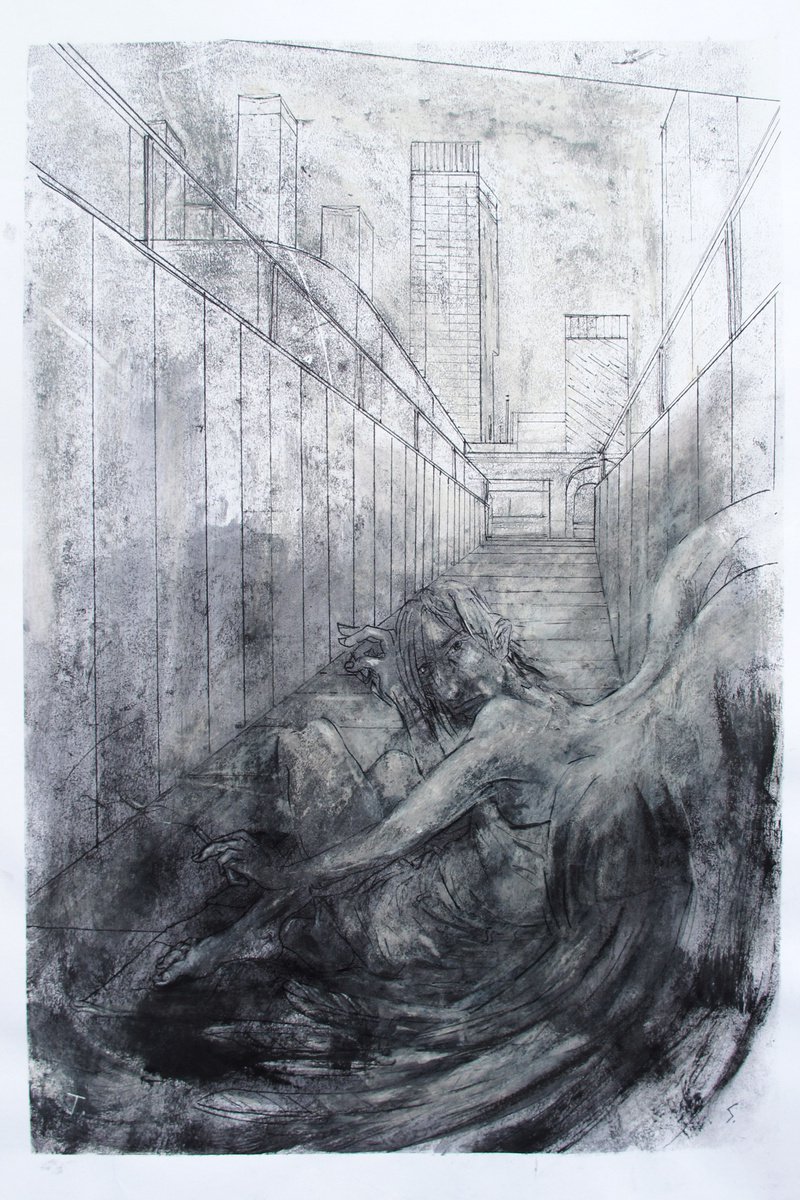 Surrealistic Portrait Limited Edition Print By John Sharp, 16 X 23, Street Angel, Original Artwork