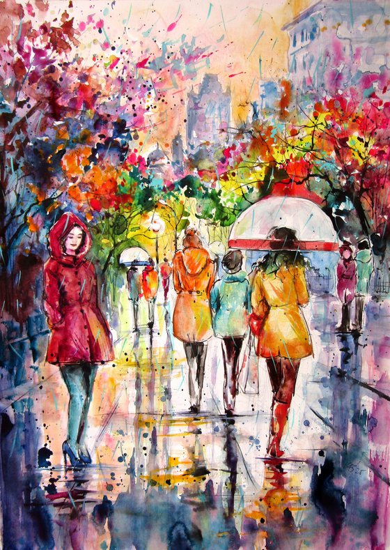 London in the rain