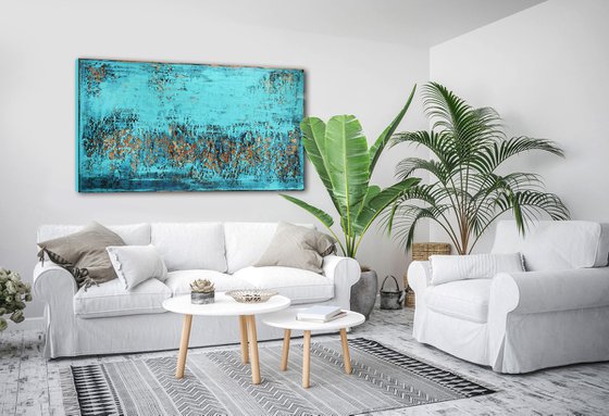 ISLAMORADA - 100 x 180 CM - TEXTURED ACRYLIC PAINTING ON CANVAS * XXL SIZE