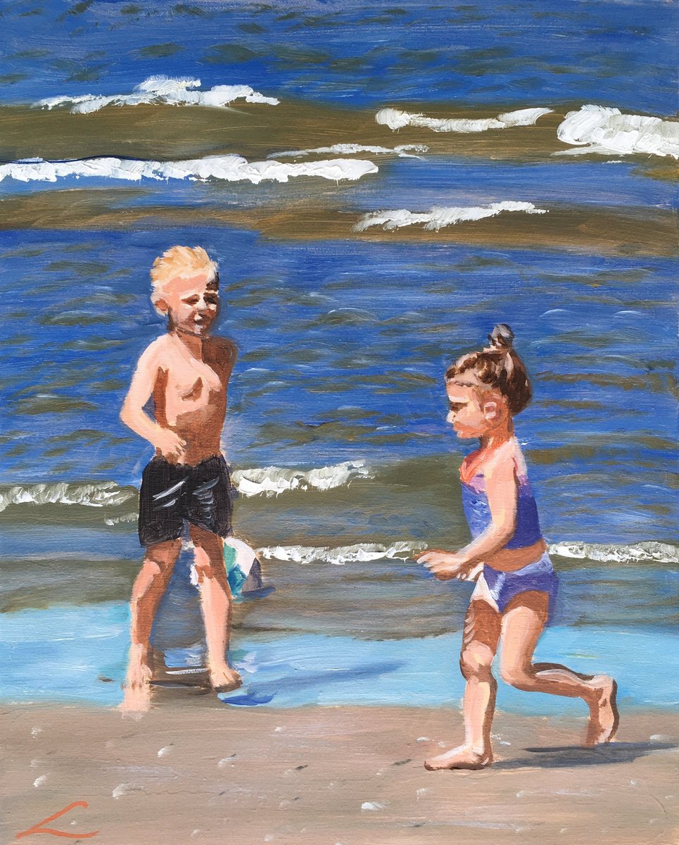 Children at the beach 2 by Elena Sokolova