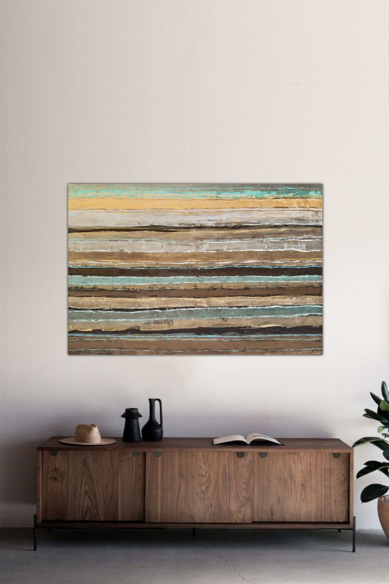 Abstract Acrylic Painting By Tigran Mamikonyan, 59 X 39", Golden Road 100X150Cm., Original Artwork