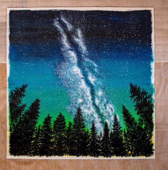 Dream forest under sky